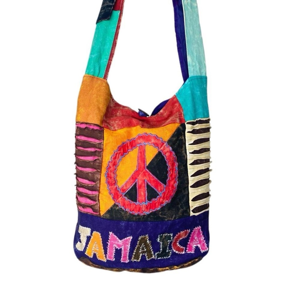 NWT Beach Angels Jamaica Peace Sign Hippie Festival Colorful Crossbody Bag